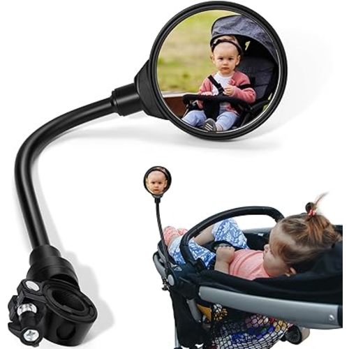 Stroller Mirror, Stroller Accessories Easily Attaches to Most Strollers for See Your Baby, the Perfect Companion for Walking and Jogging Parents