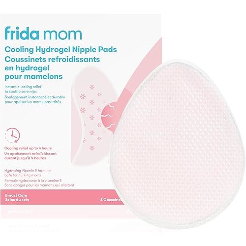 Frida Mom Cooling Hydrogel Nipple Pads, Nursing Pads for Hydration and Soothing Sore Nipples, Breastfeeding Essentials, 8ct