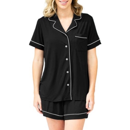Clea Classic Short Sleeve Maternity/Nursing/Postpartum Pajamas, Medium