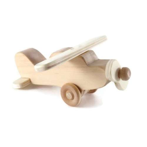 Toy Wood High Wing Airplane,  Natural Wood, Eco-Friendly
