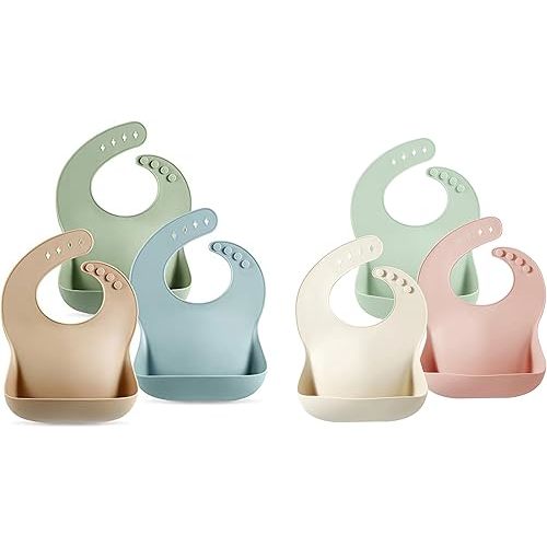 PandaEar Set of 6 Cute Silicone Baby Bibs