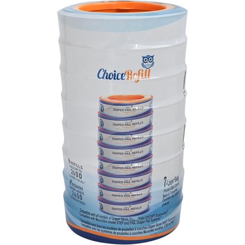 Choice Refill Diaper Pail Refills, Compatible with Diaper Genie Pails, 8-Pack, 2600 Count