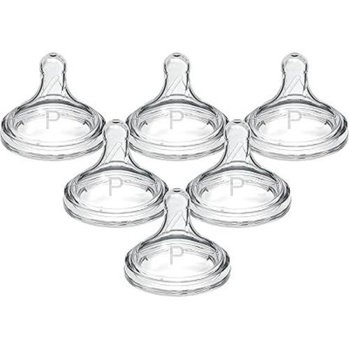 Dr. Brown's Natural Flow Preemie Flow Wide-Neck Baby Bottle Silicone Nipple, Slowest Flow, 0m+, 100% Silicone Bottle Nipple, 6 Pack