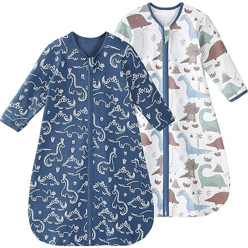 Yoofoss Baby Sleep Sack 0-6 Months Long Sleeve Wearable Blanket Baby 100% Cotton 2-Way Zipper 0.5 Tog Infants Sleeping Sack, Lightweight(Small)