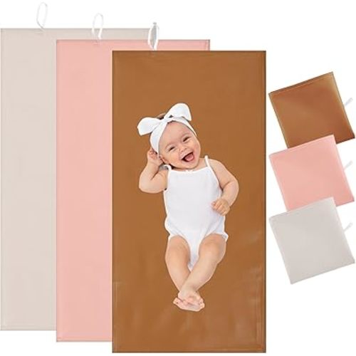 3 Pcs Leather Portable Changing Pad Wipeable Travel Changing Pad Foldable Changing Mat for Baby and Small Toddler