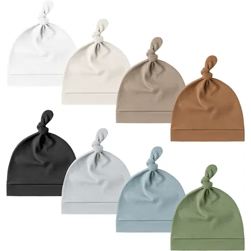Konssy 8 Pack Baby Newborn Hats Set Knot Beanie Hats Soft for Infant Baby Girls Boys Caps 0-6 Months
