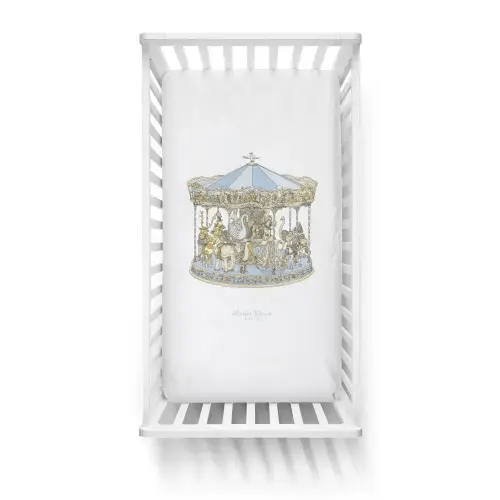 Fitted Sheet Satin – Carousel Blue - Atelier Choux