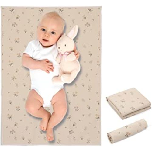 Vegan Leather Baby Changing Mat - Wipeable Portable Changing Pad, Foldable Travel Changing Mat for Baby, Newborns (Flower,20"*28")
