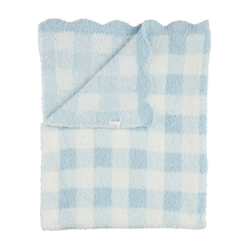 Blue Gingham Chenille Pattern Blanket | Mud Pie