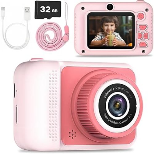 Kids Camera Toys for 3-8 Year Old Girls Boys, 1080P Toddler Camera for Kid with 32GB SD Card, Christmas Birthday Gifts for Children - Pink