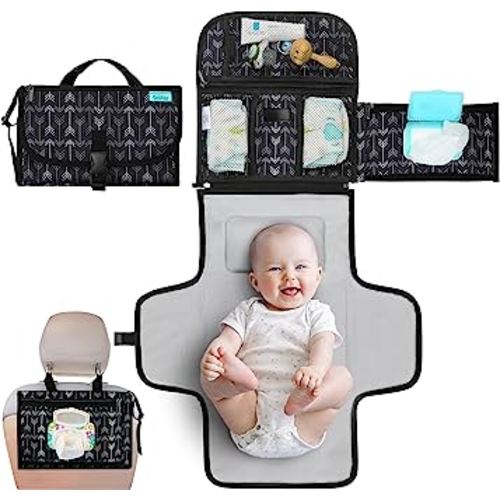 Kopi Baby Portable Diaper Changing Pad - Baby Changing Pad & Diaper Changer Travel Bag, Baby Changing Mat, Portable Changing Pad for Baby - Baby Changing Station, Infant Gift - Black Arrow