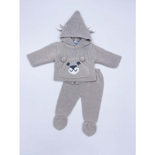 Beige knitted bear 2 piece set