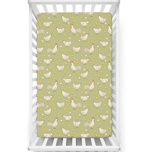 Farm Themed Fitted Crib Sheet,Standard Crib Mattress Fitted Sheet Soft and Breathable Polyester Bed Sheets-Baby Crib Sheets for Girl or Boy, 28“ x52“,Khaki Champagne Mustard Burnt Sienna
