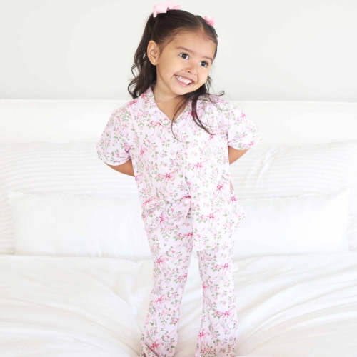 Girl's Two Piece Flare Lounge Set | Bows in Bloom
