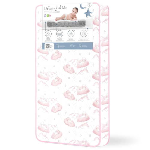 Twilight 80 Coil Spring Crib and Toddler Bed Mattress, Wave Pink, 5"