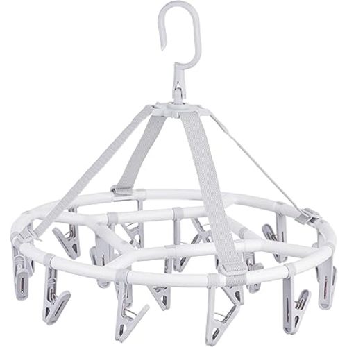 Clothes Drying Racks Foldable Clip Hangers Drip Hanger Plastic with 20 Drying Clips (Light Grey-Circle)