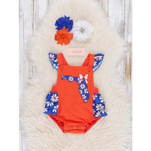 Florida Embroidered Floral Ruffle Bubble