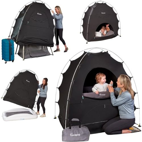 Hiccapop Blackout Tent for Pack and Play, Baby Sleep Pod, Baby Crib Tent, Blackout Canopy Crib Cover, Sleep Pod for Kids with Monitor, Pack and Play Blackout Cover, Pack and Play Tent