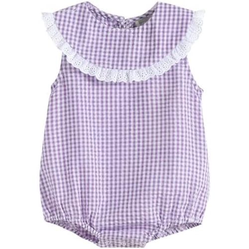 Lil cactus Girl Baby and Toddler Lace Collar Bubble Romper
