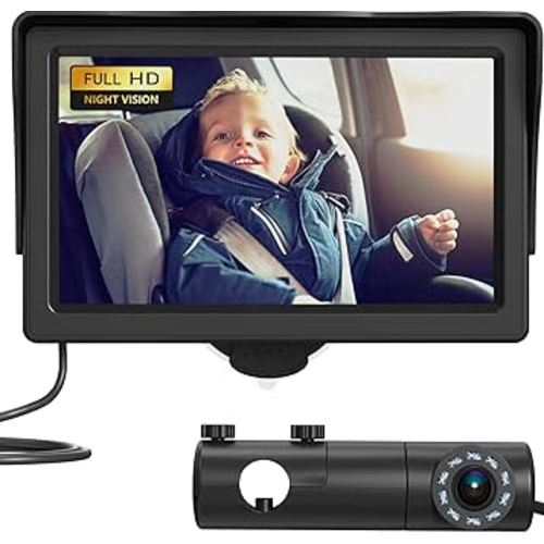 GROWNSY Baby Car Camera, HD Display Baby Car Mirror with Night Vision Feature, 4.3 inch Baby Car Camera with Monitor Wide Clear View, Backseat Camera Rear Facing to Observe Baby’s Every Move