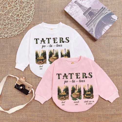Taters Baby Romper Sweatshirt, Halfling Hobbit baby bodysuit, Boho Natural Kids & Youth Tee, Pregnancy Announcement Shirt, Newborn Baby Gift