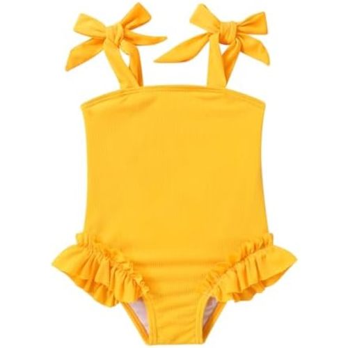 Happy Town Toddler Baby Girl Swimsuit Color Block One Piece Bathing Suits Summer Beach Swimwear