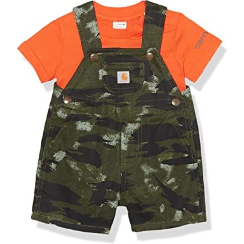 Carhartt baby-boys Short-sleeve Bodyshirt & Canvas Shortall Set