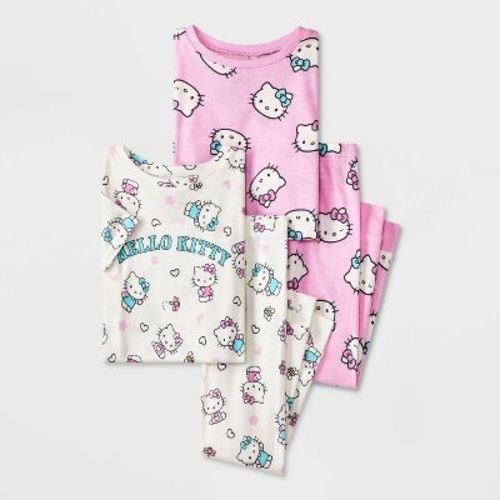 2T Toddler Girls' 4pc Cotton Snug Fit Hello Kitty Pajama Set - Off-white