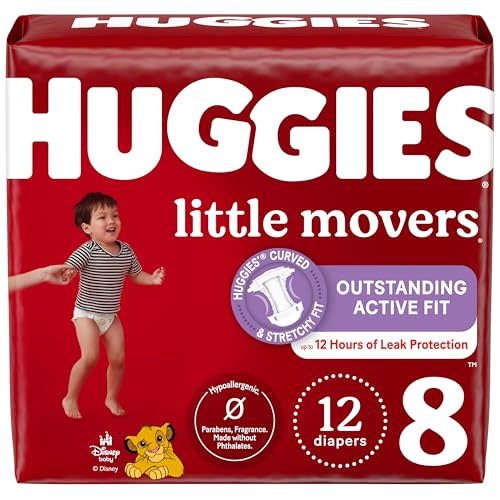 Huggies Size 4 Diapers, Little Movers Baby Diapers, Size 4 (22-37 lbs), 150 Count, Packaging May Vary