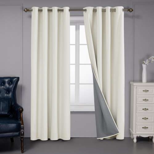 Deconovo Faux Linen Total Blackout with Coating Curtains (2 Panel)