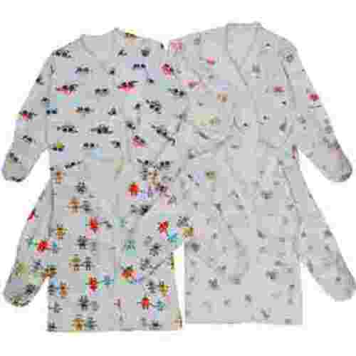 ToBeInStyle Girl's 4-Pack Long Sleeve Ultra-Soft Cotton Kimono Wrap Top w/ Mittens - Cute Characters - 0-3 Months Old