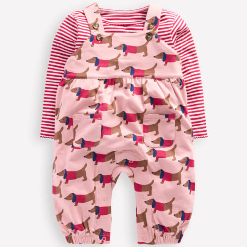 Jersey Overalls Set-Pink Sausage Dogs | Boden USA