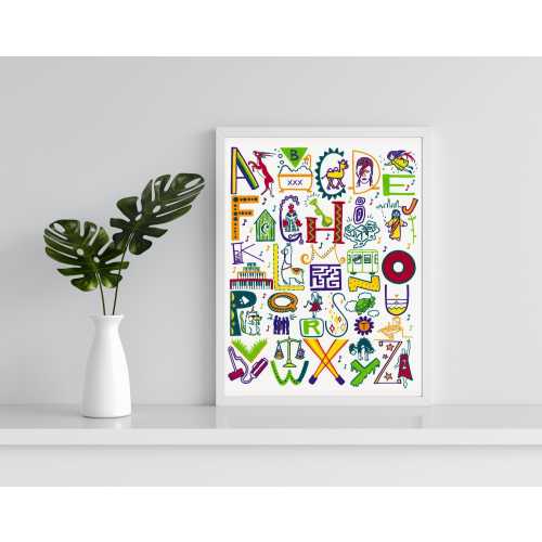 Phish ABC Alphabet Print, Hand-Painted Acrylic Art, Kids Room Decor