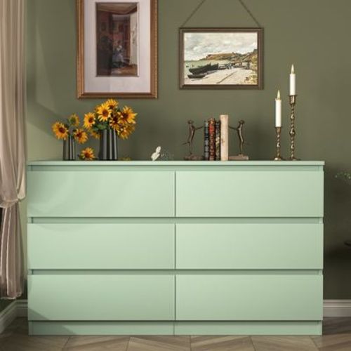 CIPACHO Modern Green 6-Drawer Dresser - Closet/Bedroom Storage Chest