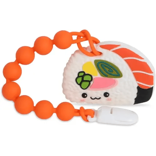 Baby Teething Toys,Food Grade Silicone Teether with One-Piece Pacifier Clip Holder,Shower Gift,Highly Effective Pain Relief for 3 Months+ Boy and Girl,BPA Free,Freezer Safe. (Sushi)