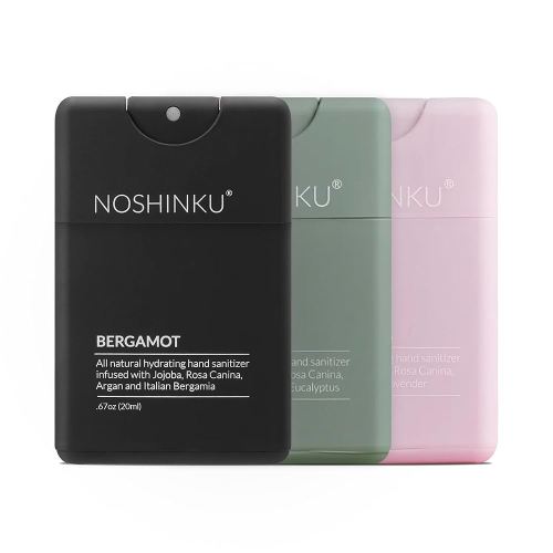 Noshinku Refillable Pocket Hand Sanitizer Discovery 3-Pack | Organic Sanitizing Mist with Moisturizing Botanical Oils | FDA Registered | 70% Sugarcane Derived Alcohol | Travel Size