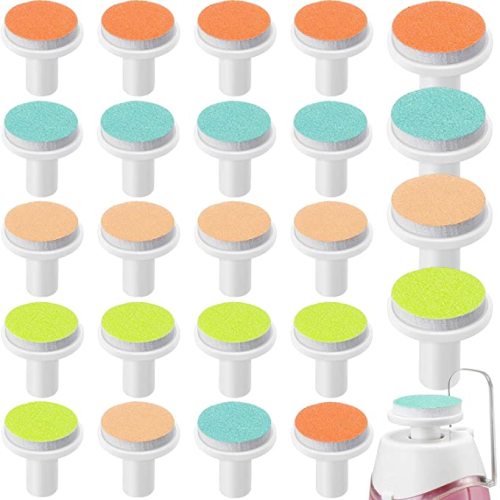 24 Pieces Baby Nail File Pads Nail Trimmer Replacement Pads Electric Baby Nail Grinding Heads for Standard Electric Kid Nail Trimmer Suits to Newborn Infant Toddler (Pink, Light Blue, Green, Orange)