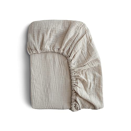mushie Extra Soft Muslin Fitted Mini Crib Sheet | 24"x 38" (Fog)