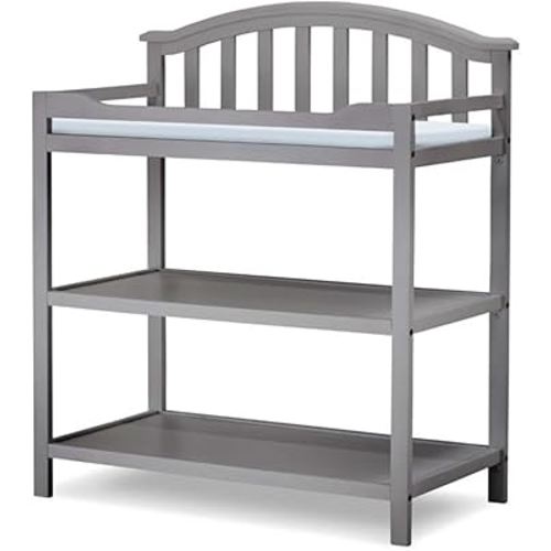 Sorelle Furniture Berkley Changing Table and Changing Pad, Dressing and Diaper Changing Table for Baby Room, Nursery Furniture for Infant -Gray