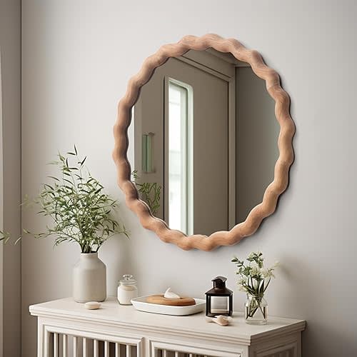 Wall Mirror, Wood Round, 28"