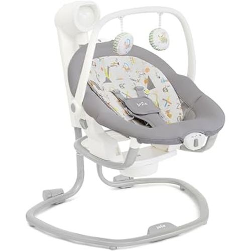 Joie Miso 2-in-1 Baby Swing & Rocker– Dual Motion Swing & Portable Rocker with 6 Speed Settings, Soothing Vibration, and 3 Recline Positions – Softglow Dimmable Light (Nature's Alphabet)