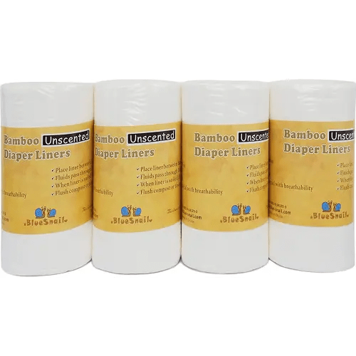 Rayon Unscent Diaper Liners- Fragance Free and Chlorine Free(4PK) 400 Count by BlueSnail(White)