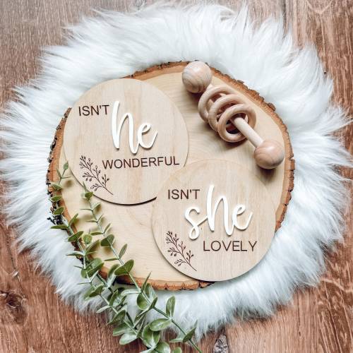 Isn't She Lovely Sign | Isn't He Wonderful Sign | Birth Announcement Sign | Gender Announcement Sign | Gender Reveal Photo Prop | Wood Sign