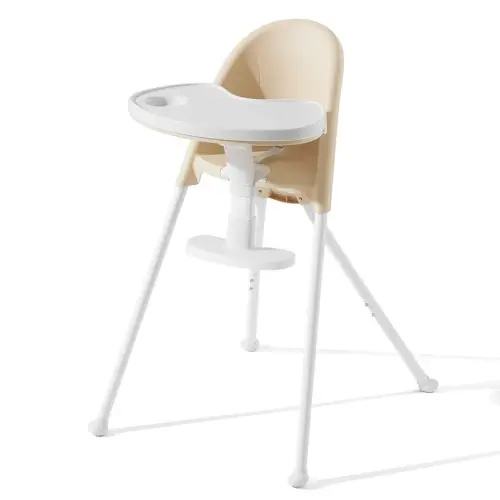 Funny Supply 3-in-1 Cute Folding High Chair, High Chairs for Babies and Toddlers, Modern Space Saving Highchair with Removable Double Tray, Easy to Clean, Light Weight Baby Feeding Chair, Cream