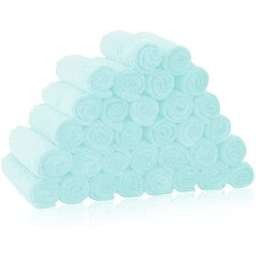 32 Pack Baby Washcloths - Luxury Coral Fleece - Extra Absorbent and Soft Wash Clothes for Newborns, Infants and Toddlers - Suitable for Sensitive Skin and New Born - Baby Shower - Frozen Blue