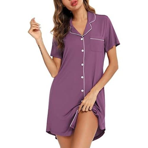 Leikar Maternity Nightgown For Women Nursing Pajamas Long Sleeve Sleepshirt