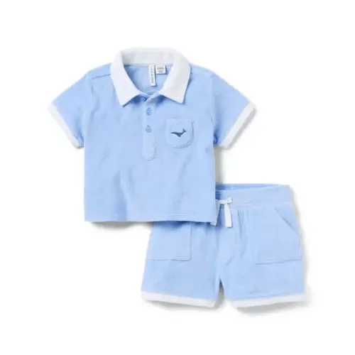 Baby Dreamy Blue Baby Whale Terry Matching Set by Janie and Jack