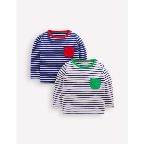 Twin Pack T-shirt-Blue/White Stripe