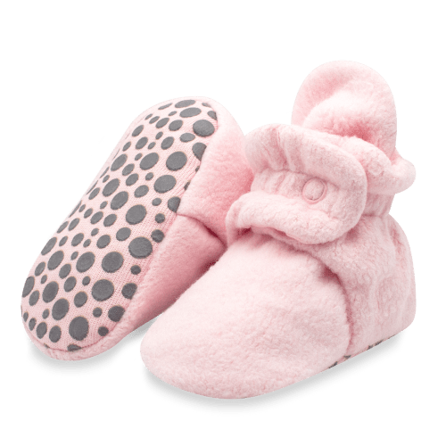 Zutano Cozie Fleece Stay-On Baby Bootie Slipper - Baby Pink
