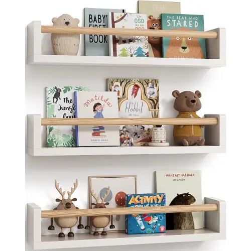 G&W Gruwald Nursery Book Shelves, Set of 3, Wall Bookshelf, Book Shelf for Kids Rooms, Wall Book Shelves for Bedroom Kids, Floating Shelf, Nursery Decor